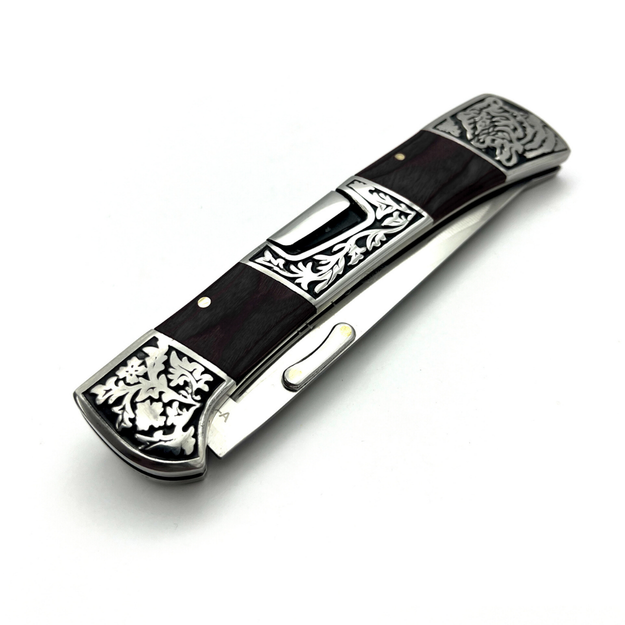 Cuțit pliabil outdoor B3159 - Negru / Maro / Argintiu