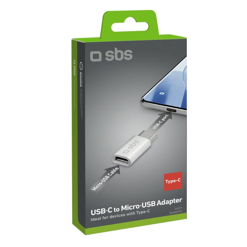 Adaptor SBS Micro USB la USB-C – Alb