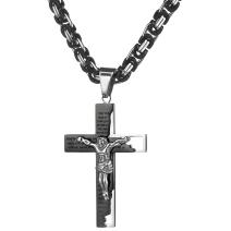 Colier bărbătesc GR-32544 - Negru/Argintiu/60cm