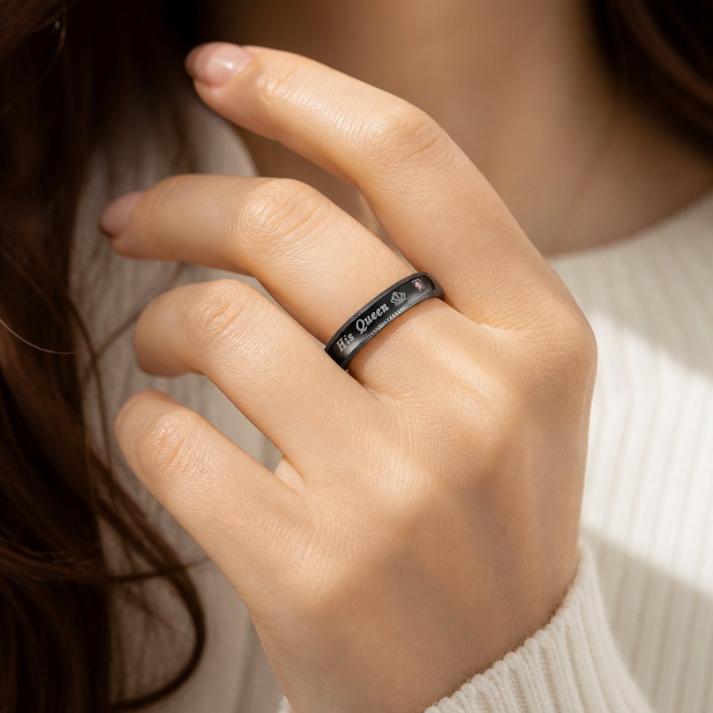 Inel His Queen - Negru/49mm