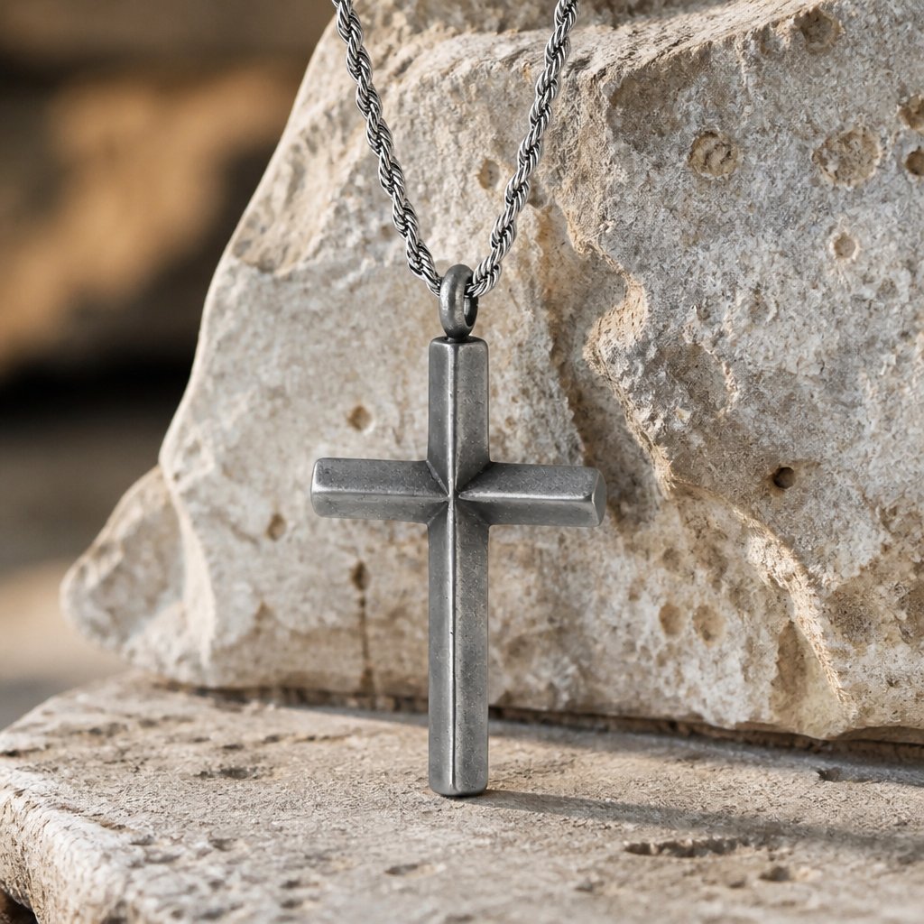 Colier PU-38413 Cross - Gri